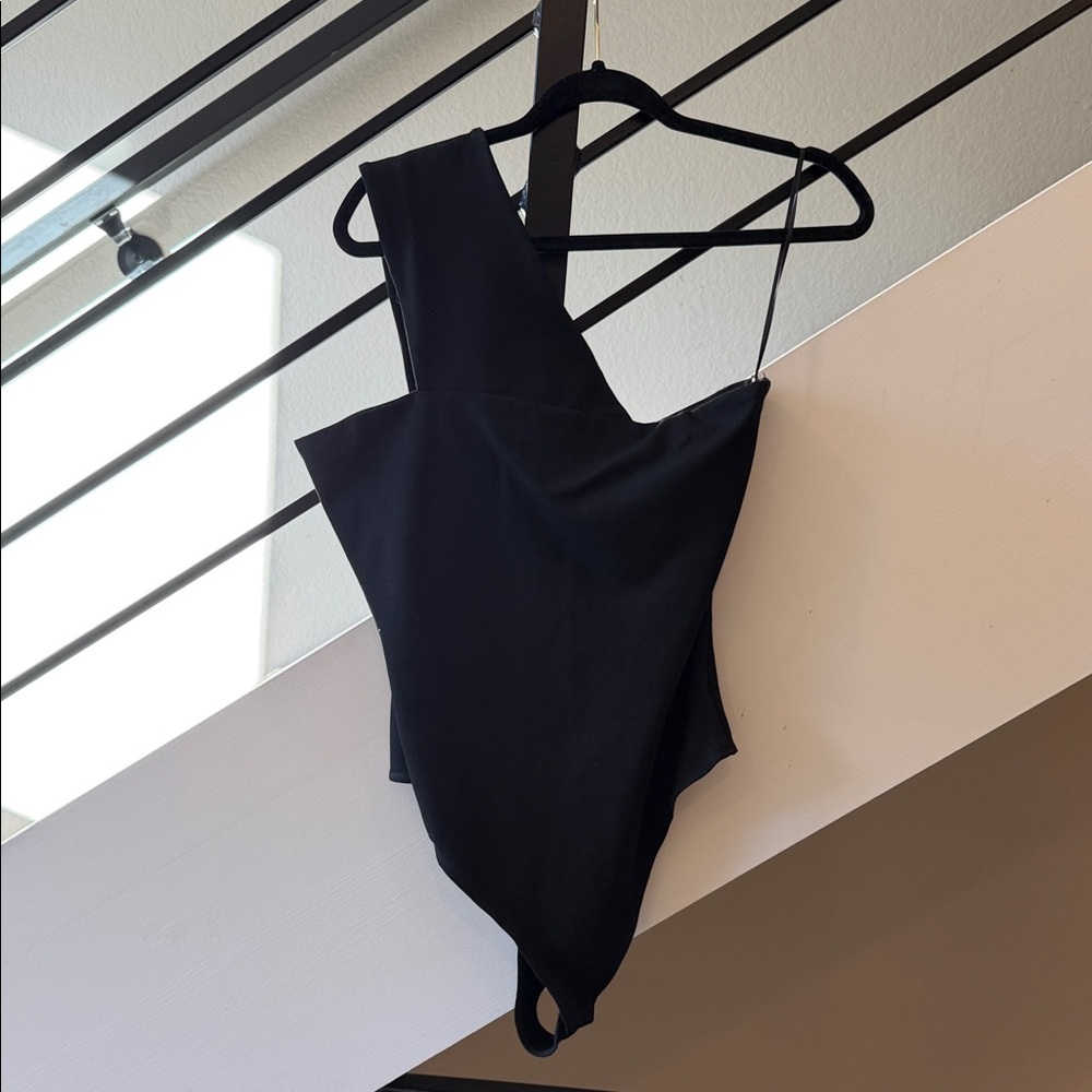 Stylish Black Asymmetrical Bodysuit
